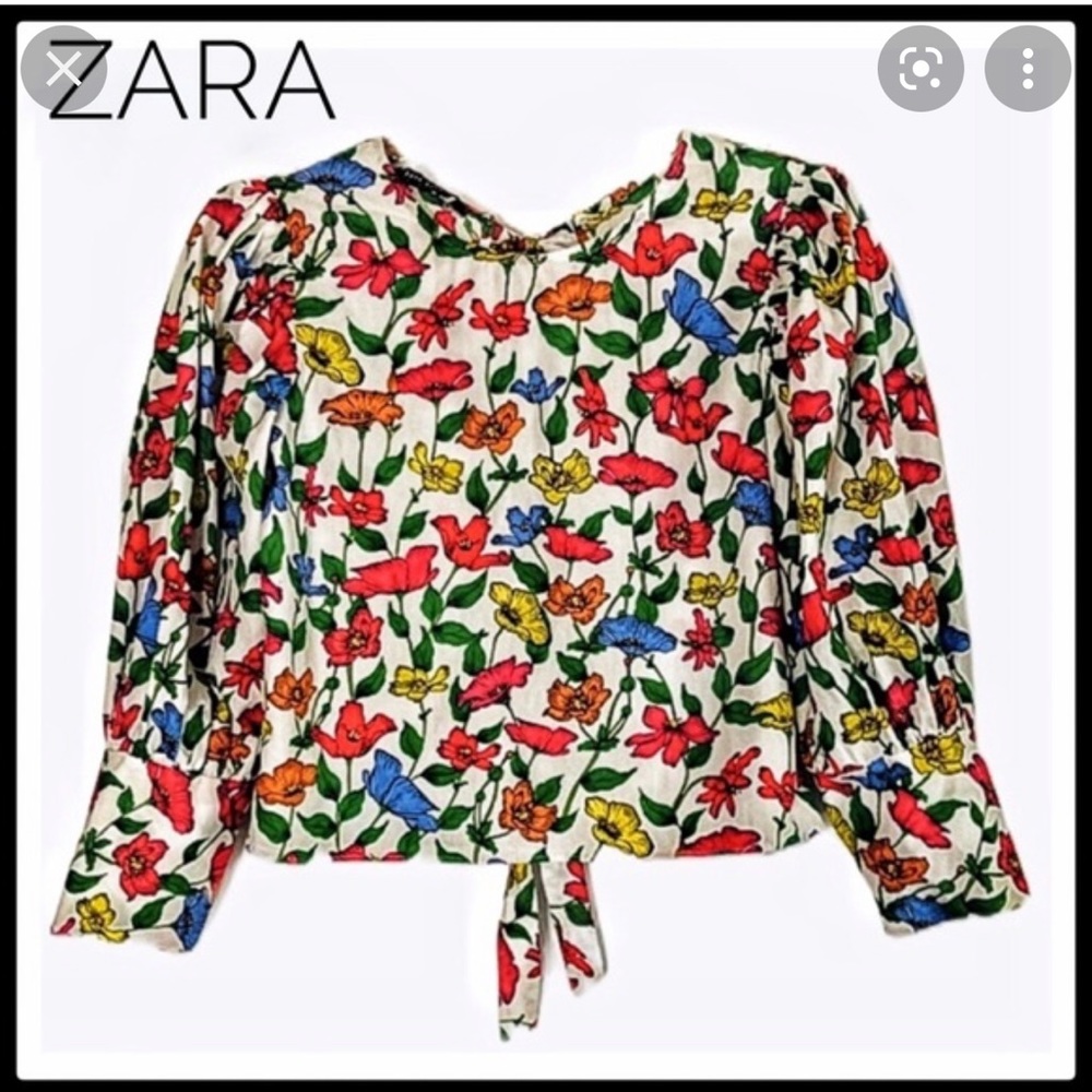 Zara Puff Sleeve tie back Blouse